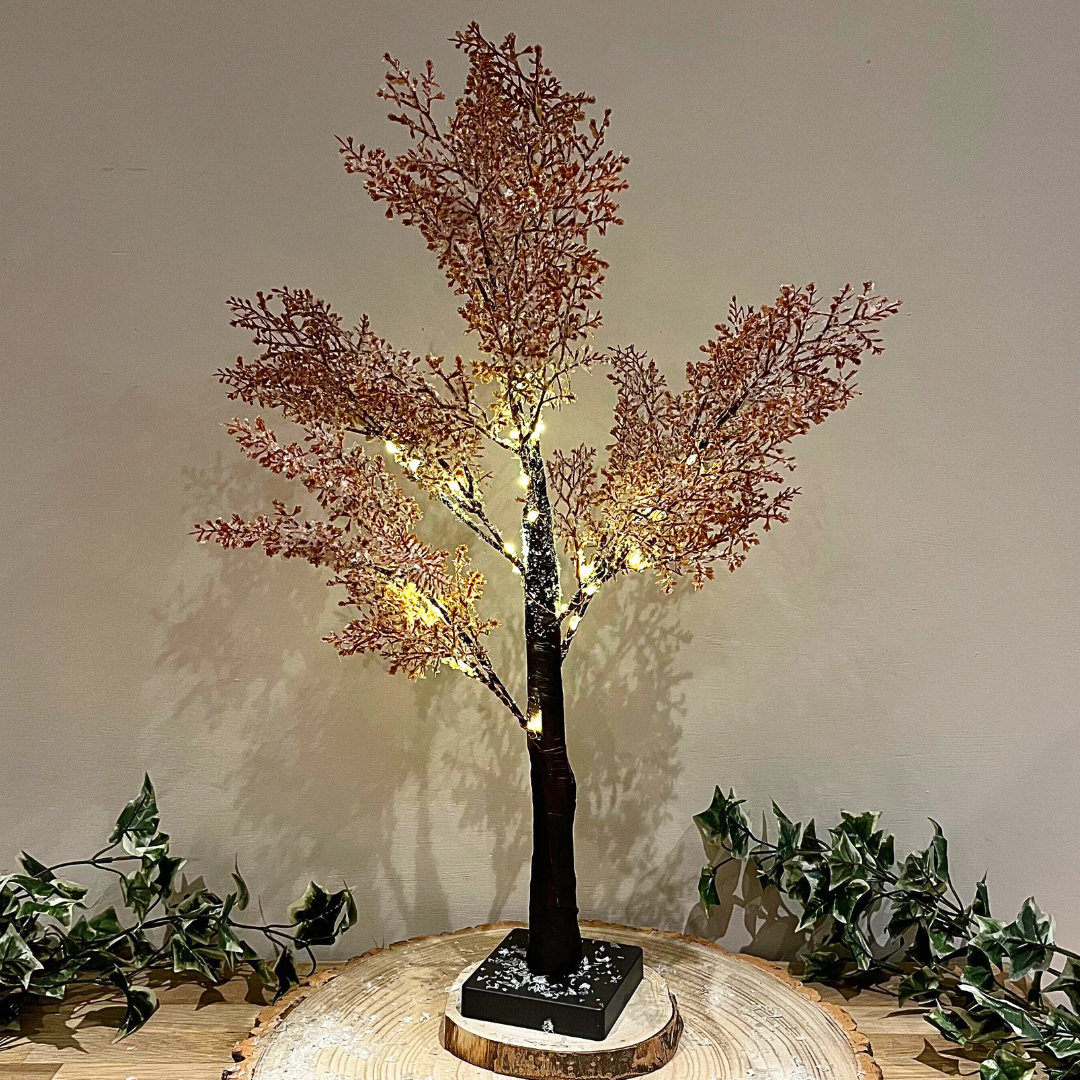 60cm LED Tree Snow Dusted Light Up Tree | LED Lit Tree Battery Operated Silhouette Tree Light | Pre Lit Twig Tree Ornament - Tophatter Daily Deals