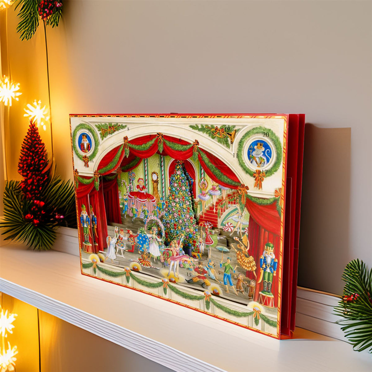 3D Ballet Christmas Advent Calendar - Glittered Pop-Up Theatre with 24 Doors - 43x32cm Advent Calendar - Tophatter Daily Deals