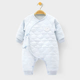 Baby Onesie Baby Warm Clip Cotton Thin Cotton Butterfly Clothes Ha Clothes Climbing Suit Blue 0 - Tophatter Daily Deals
