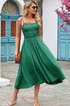 Smocked Spaghetti Strap Midi Dress Casual Dresses - Tophatter Daily Deals