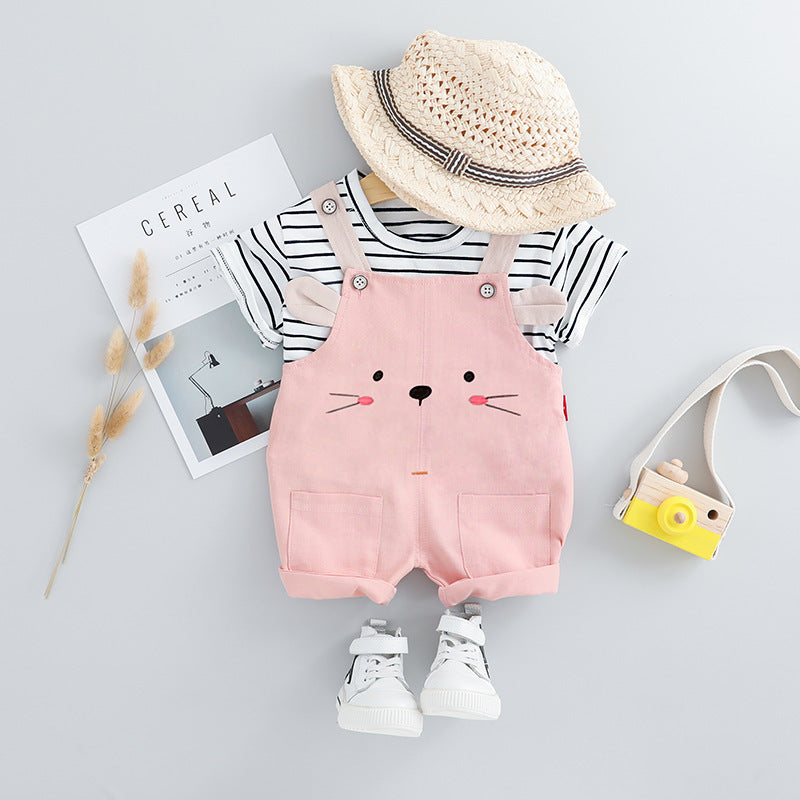 Baby Summer Clothes New Foreign Trade Overalls Pink 0 - Tophatter Daily Deals