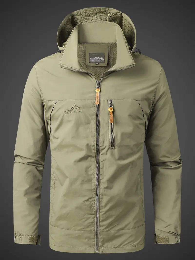 Waterproof Mens Outdoor Jacket - Athletic Technical Shell Khaki - Tophatter Daily Deals