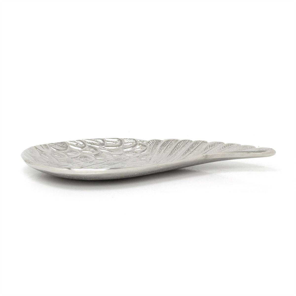 Exquisite Silver Aluminium Angel Wing Display Dish | Feather Trinket Vanity Tray Trinket Dish - Tophatter Daily Deals