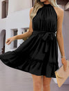 Frill Tied Mock Neck Sleeveless Dress Casual Dresses - Tophatter Daily Deals