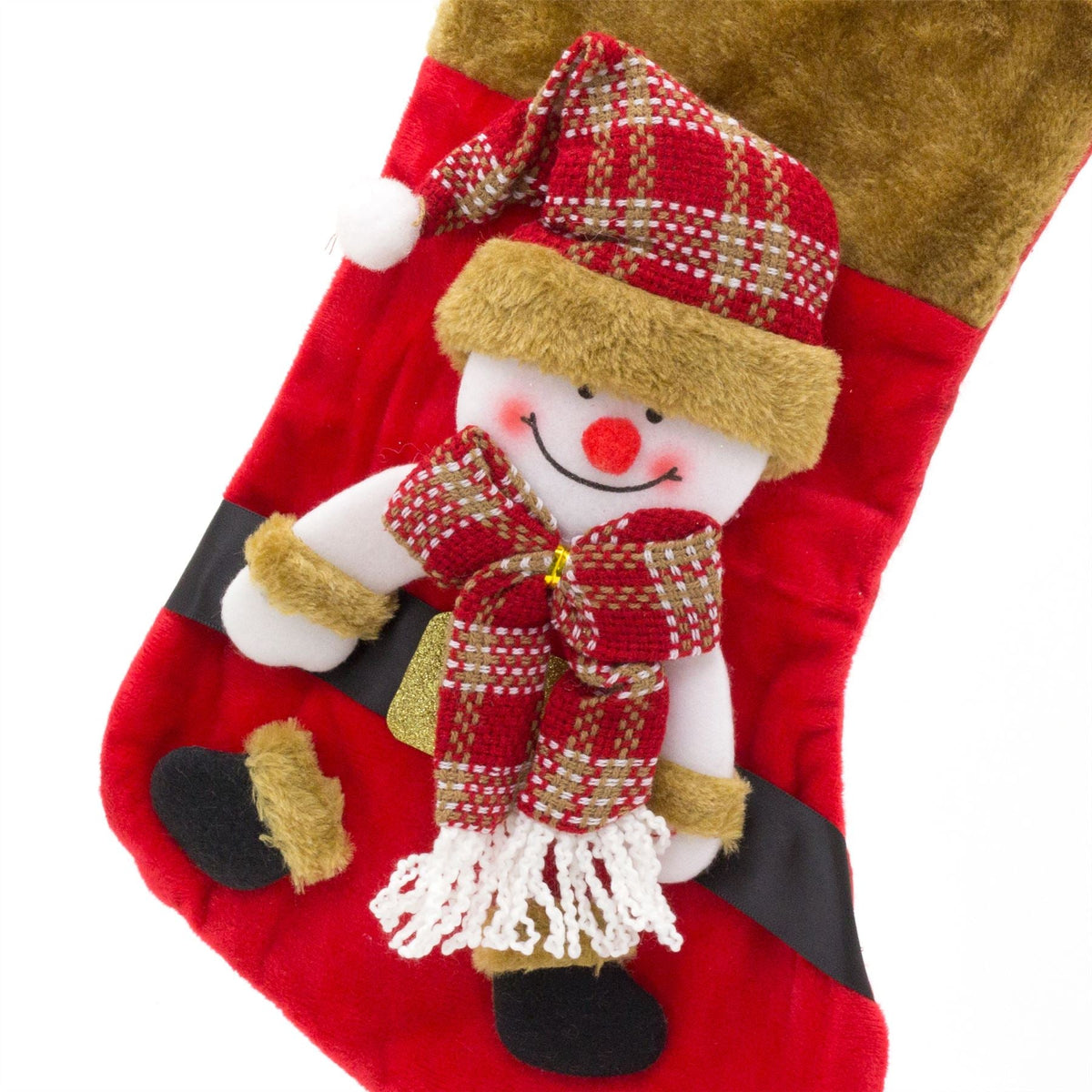 3D Plush Christmas Stocking Xmas Stockings | Festive Adult Christmas Stocking | Kids Christmas Stocking Fireplace Decorations - Snowman Stocking - Tophatter Daily Deals
