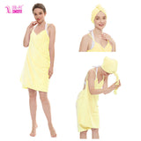 Bath Towel Sling Bath Skirt Coral Fleece Suit Bath Skirt Set Yellow 70X160cm 0 - Tophatter Daily Deals