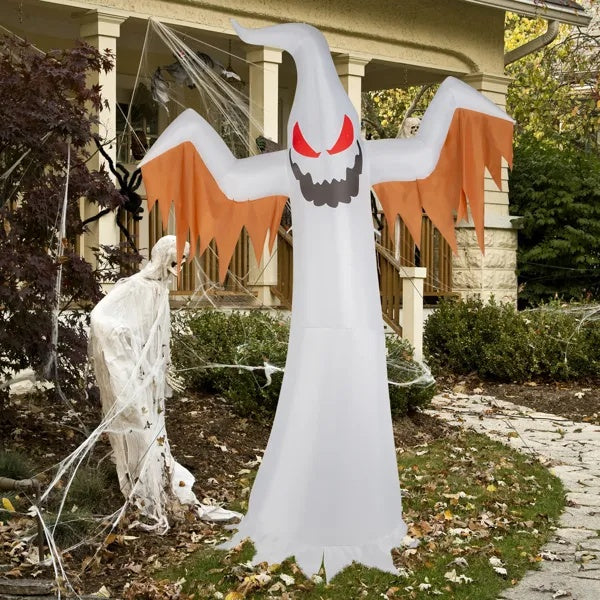Inflatable 12ft Ghost LED Flames Flashing Eyes Halloween 3D Changing Face Moving Picture Frame - Tophatter Daily Deals