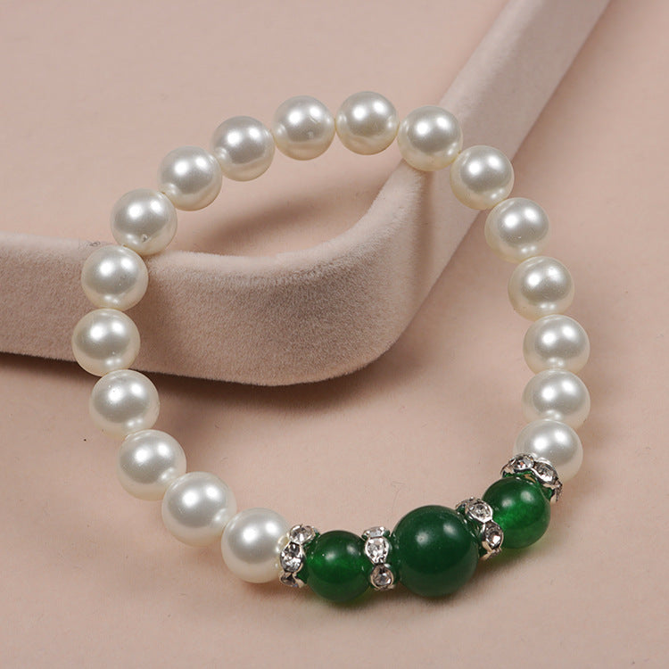 Popular Natural Agate Stone Pearl Stretch Bracelet 2 Bracelets - Tophatter Daily Deals