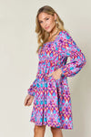 Double Take Full Size Printed Long Sleeve Dress Casual Dresses - Tophatter Daily Deals