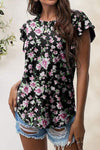 Printed Round Neck Short Sleeve T-Shirt Carnation Pink Women's T-Shirts - Tophatter Daily Deals