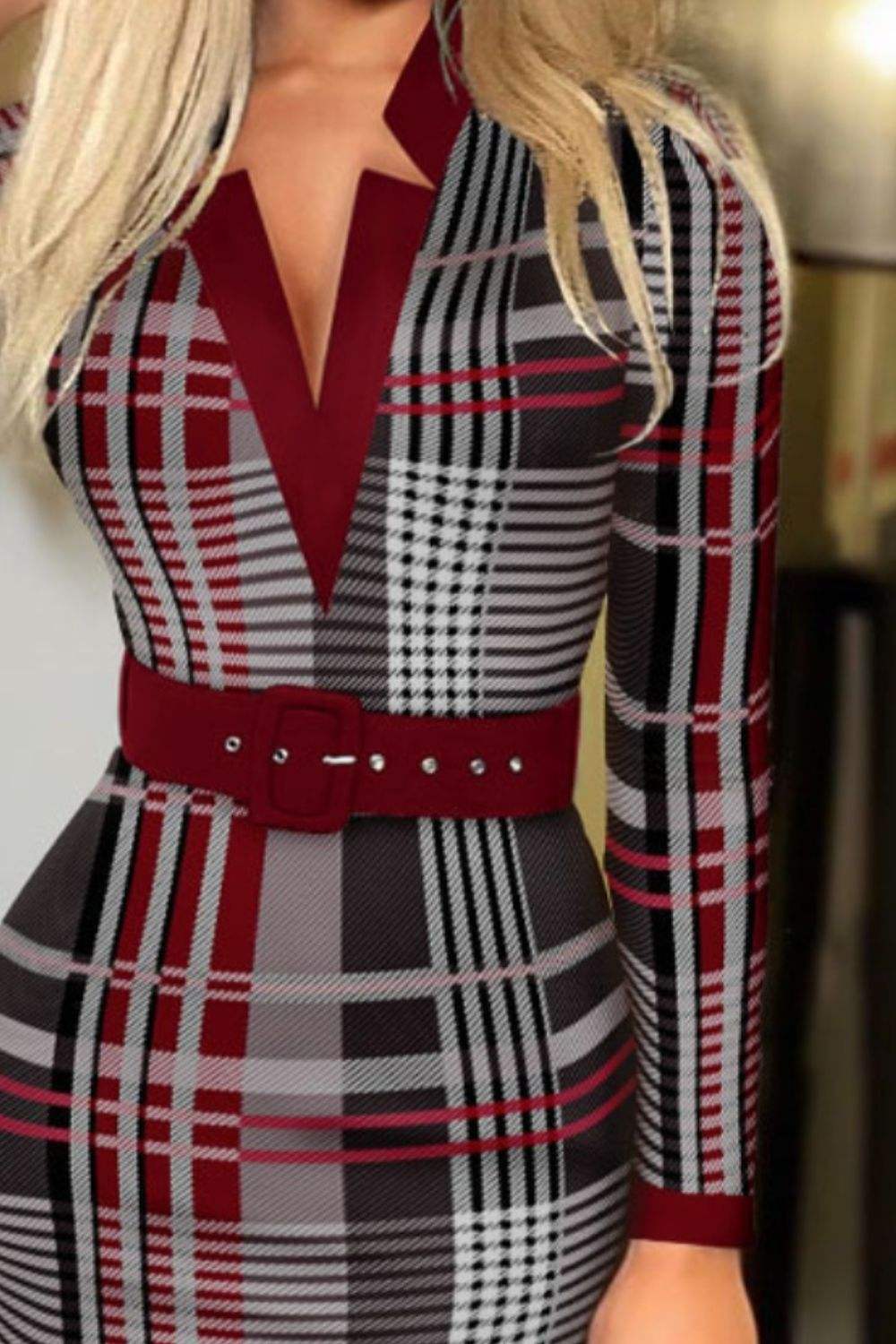 Printed Notched Long Sleeve Wrap Dress Casual Dresses - Tophatter Daily Deals