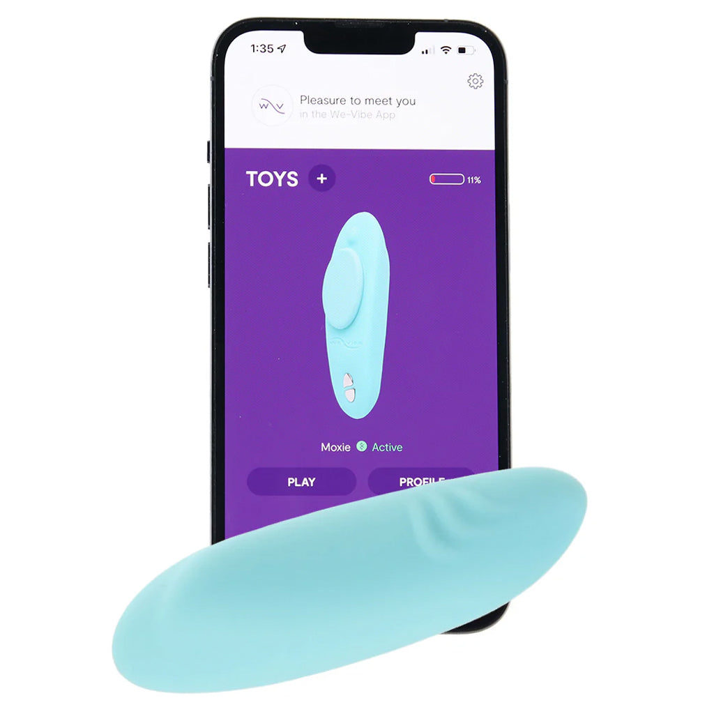 We-Vibe Moxie+ Wearable Clitoral Vibe in Aqua Vibrators > Wearable & Panty Vibrators - Tophatter Daily Deals