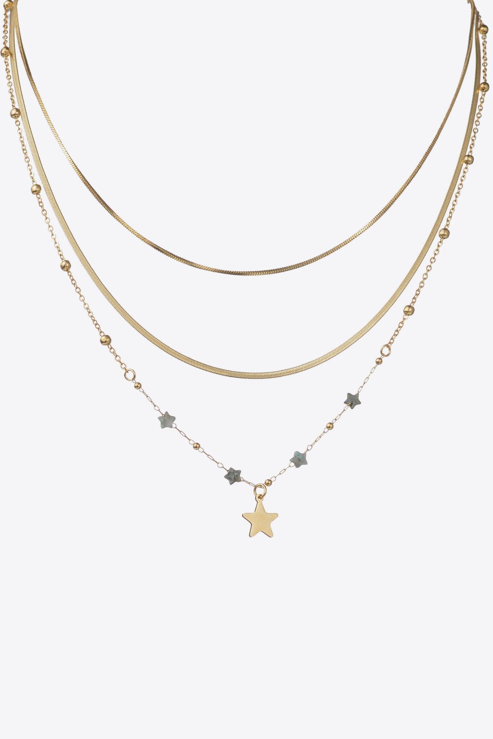 Star Triple-Layered Stainless Steel Necklace Necklaces - Tophatter Daily Deals