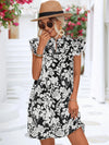 Floral Tie Neck Butterfly Sleeve Dress Casual Dresses - Tophatter Daily Deals