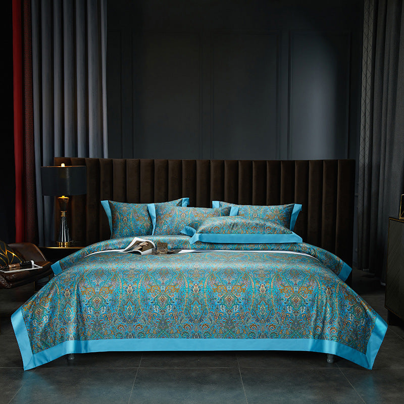 140 Cotton Satin Digital Printed Four-piece Bedding Set Hepburn 0 - Tophatter Daily Deals