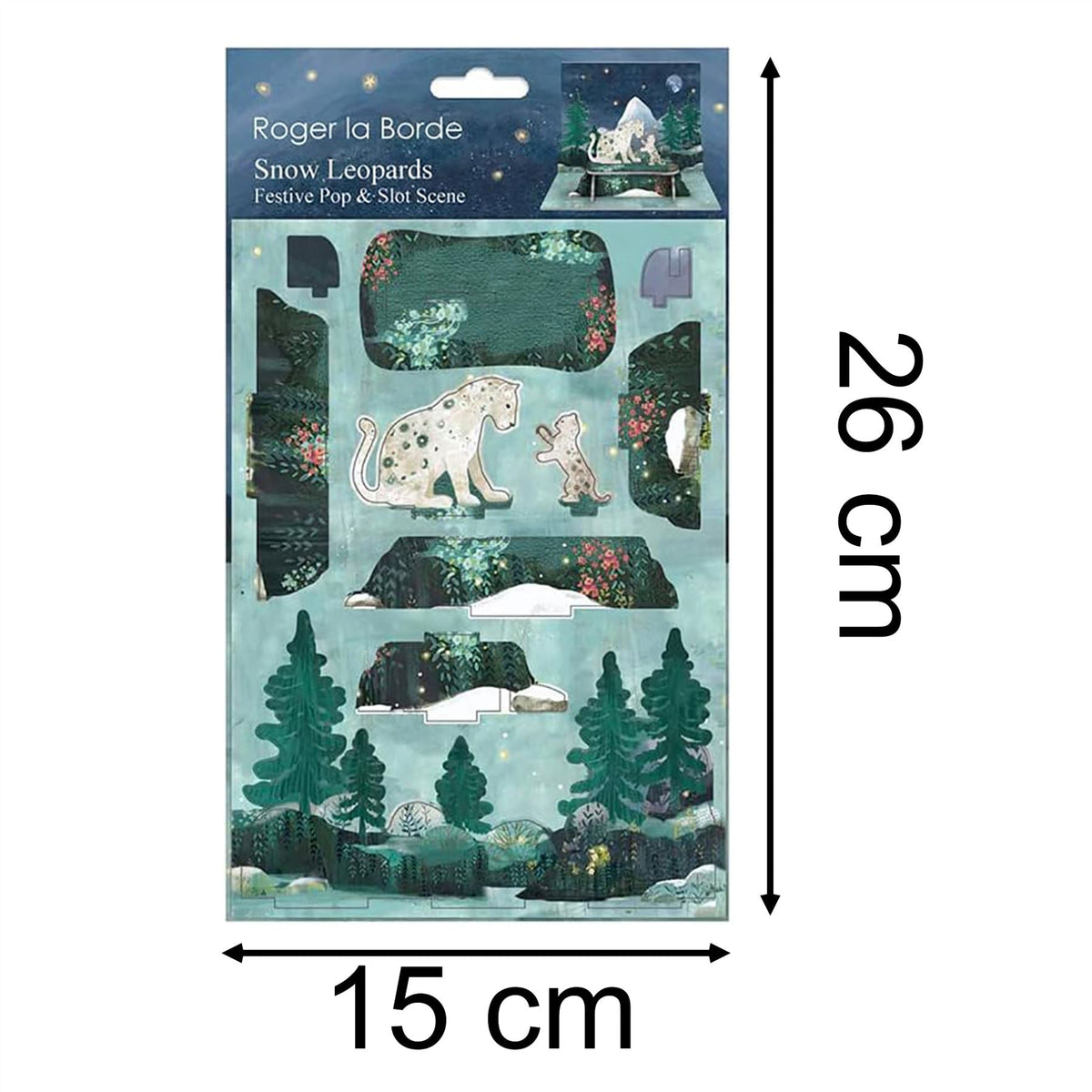 Snow Leopards Pop & Slot 3D Decoration | Build Your Own Winter Landscape Diorama Ornament - Tophatter Daily Deals