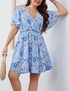 Plus Size Surplice Flutter Sleeve Mini Dress Casual Dresses - Tophatter Daily Deals