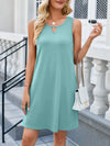 Cutout Round Neck Sleeveless Dress Teal Casual Dresses - Tophatter Daily Deals