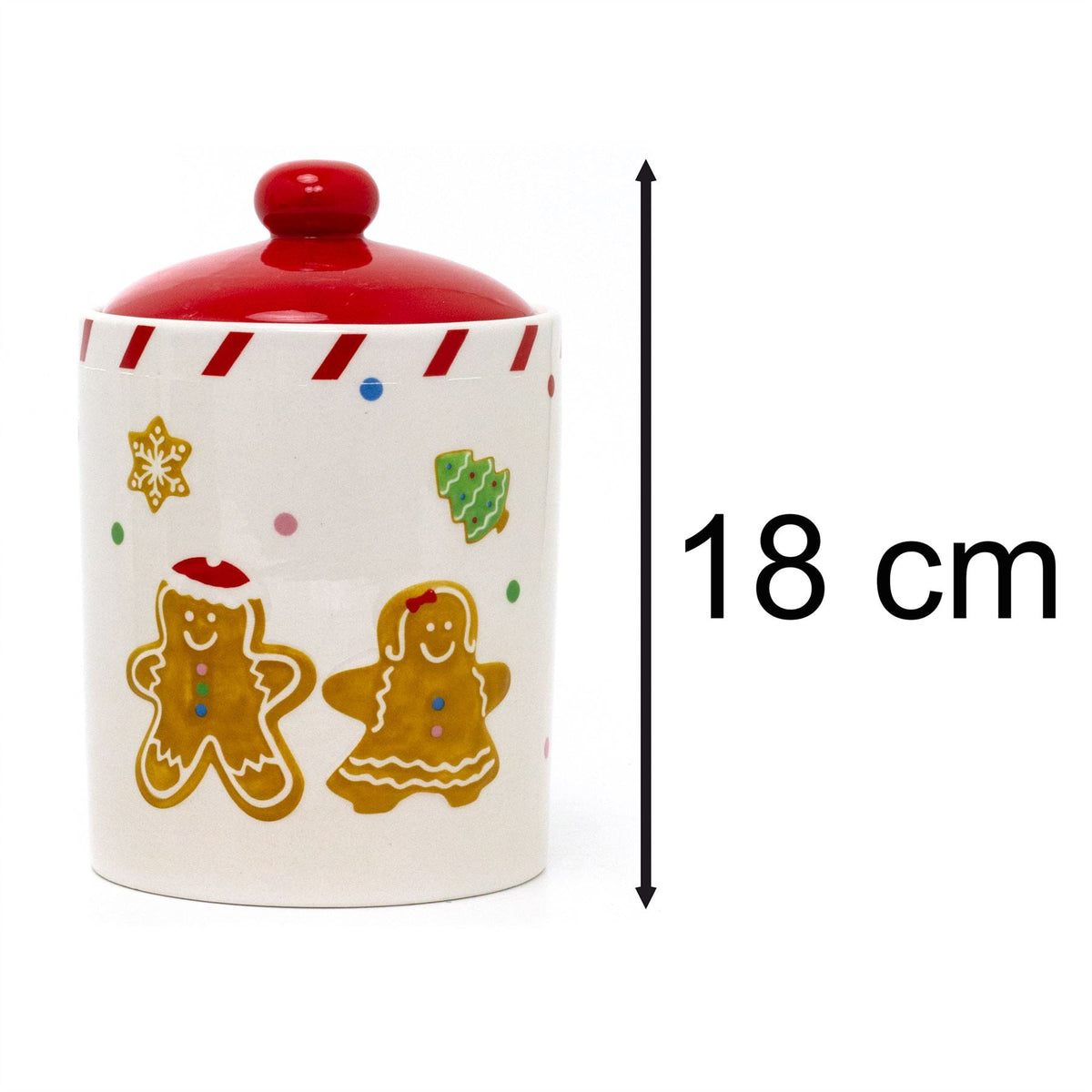 Ceramic Gingerbread Christmas Storage Jar | Biscuit Barrel with Lid - 18cm Jar - Tophatter Daily Deals