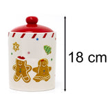 Ceramic Gingerbread Christmas Storage Jar | Biscuit Barrel with Lid - 18cm Jar - Tophatter Daily Deals