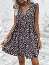 Printed V-Neck Cap Sleeve Mini Dress Casual Dresses - Tophatter Daily Deals