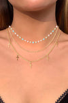 18K Gold Plated Cross Pendant Triple-Layered Necklace Necklaces - Tophatter Daily Deals