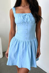 Decorative Button Square Neck Cami Dress Sky Blue Casual Dresses - Tophatter Daily Deals