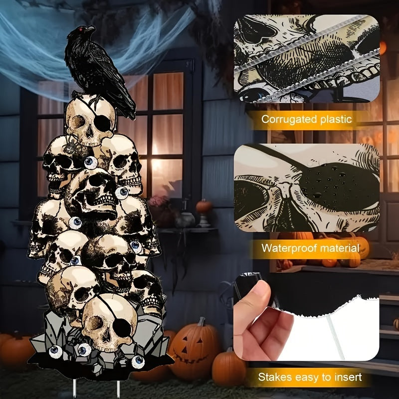 Halloween Skull & Crow Yard Stakes Outdoor Decor Halloween - Tophatter Daily Deals