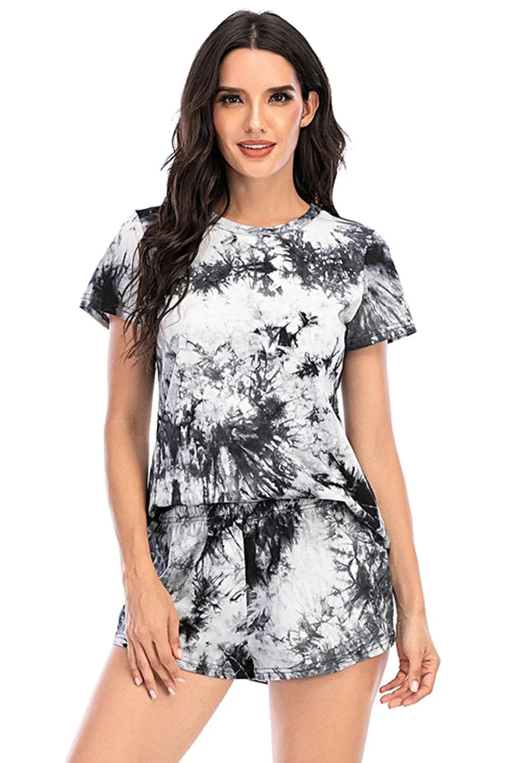 Tie-Dye Round Neck Short Sleeve Top and Shorts Lounge Set Loungewear Sets Apparel & Accessories H#Y HOT DEALS HOME PAGE Lingerie Sleepwear Loungewear Loungewear Sets New Deals Sexy sexy lingerie Ship From Overseas Ship from USA Sleep Sleepwear Sleepwear & Loungewear USA USA STOCK - Tophatter Daily Deals And Savings