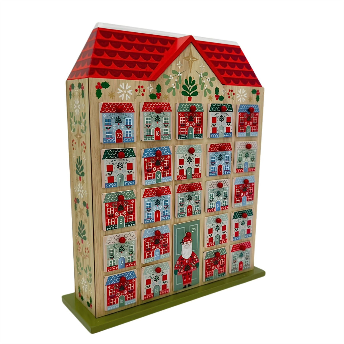 Gisela Graham Reusable Wooden Advent Calendar, 24 Drawer Alpine Christmas House Advent Calendar - Tophatter Daily Deals