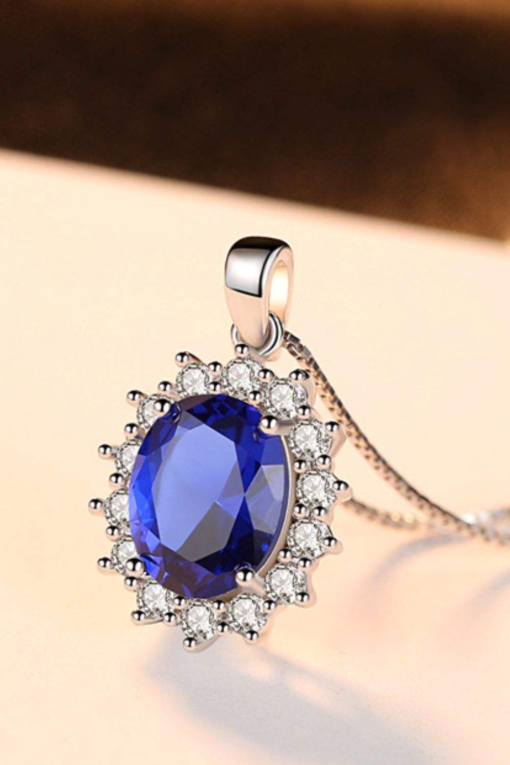 Synthetic Sapphire Pendant 925 Sterling Silver Necklace Necklaces - Tophatter Daily Deals