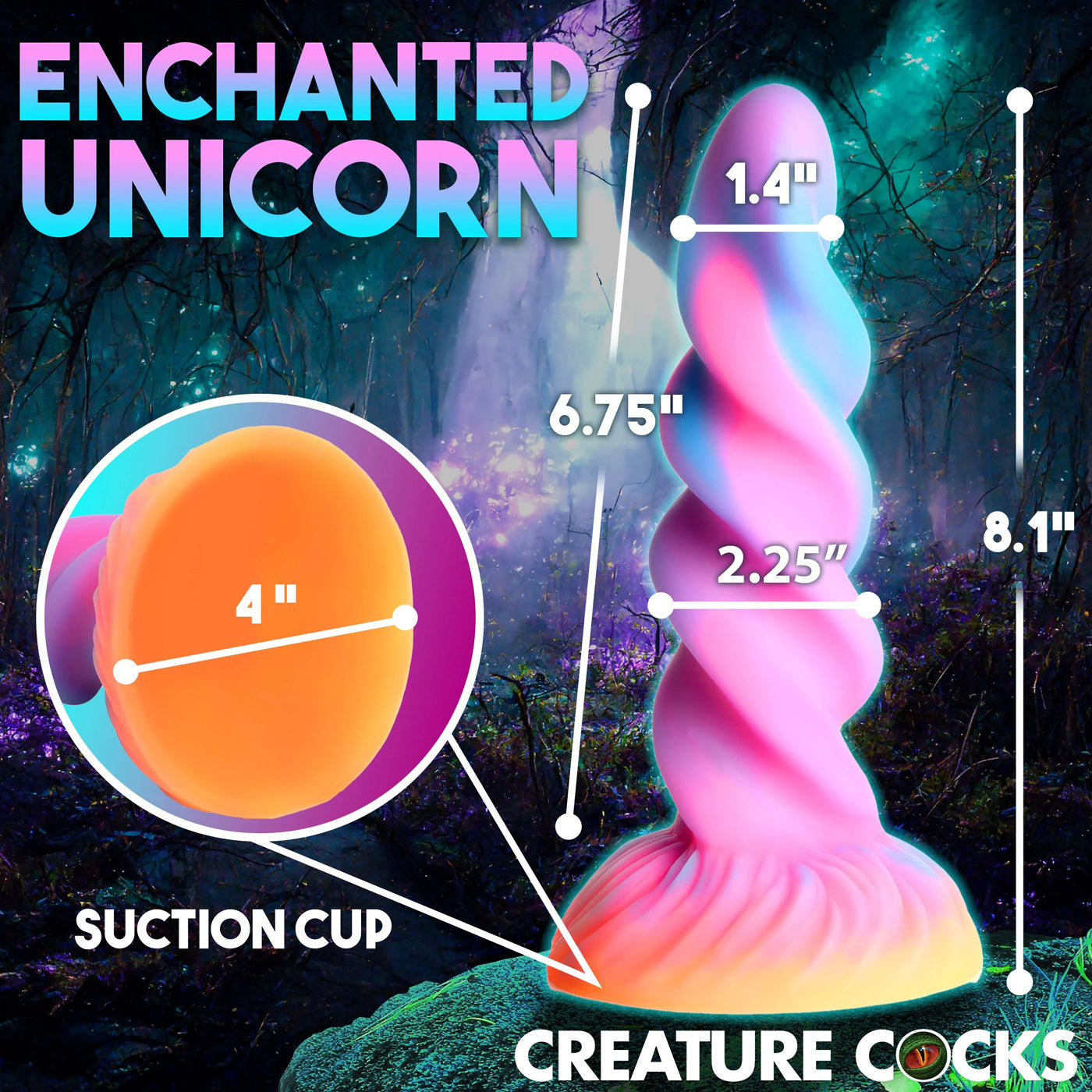 Moon Rider Glow in the Dark Unicorn (Colorful Sunburst) – Vibrant Glow Dildo 7 Inches > Dildos > Fantasy - Tophatter Daily Deals