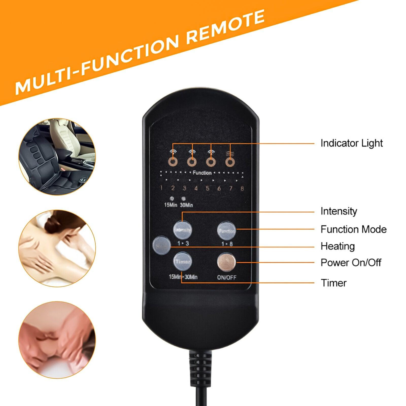 Full Body Massage Mat With Heat - 8 Modes Massage Cushion Full Back Car Chair Seat Pad Mat Neck Heat Massager UK Exercise & Fitness Equipment Manuals - Tophatter Daily Deals