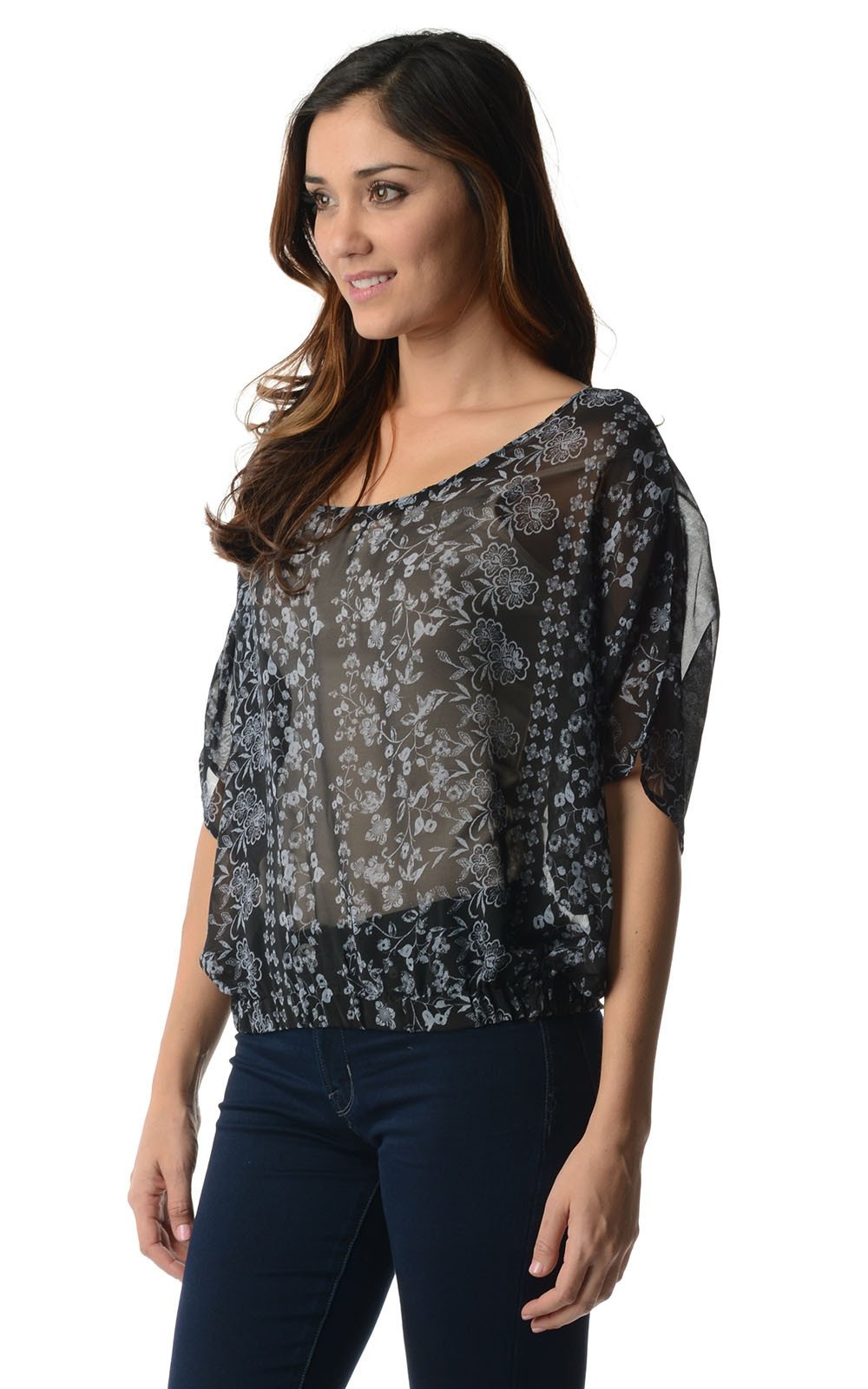 Women's Printed Chiffon Top Top - Tophatter Daily Deals