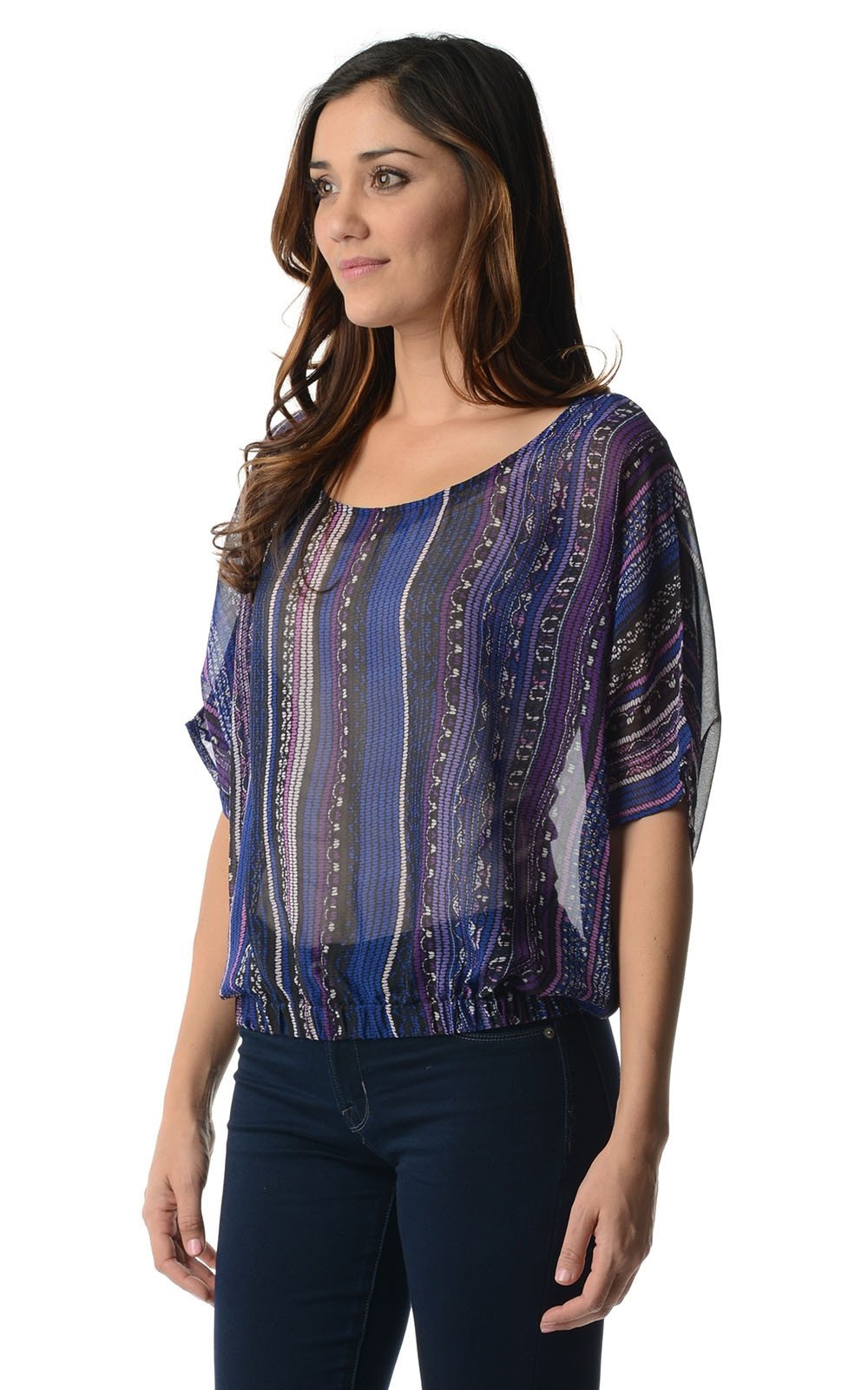 Women's Printed Chiffon Top Top - Tophatter Daily Deals