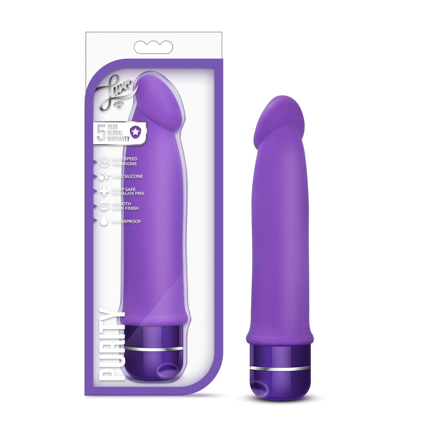 Luxe Purity Purple 7.5 Inch Silicone Vibrator > Vibrators > Standard Vibrators - Tophatter Daily Deals