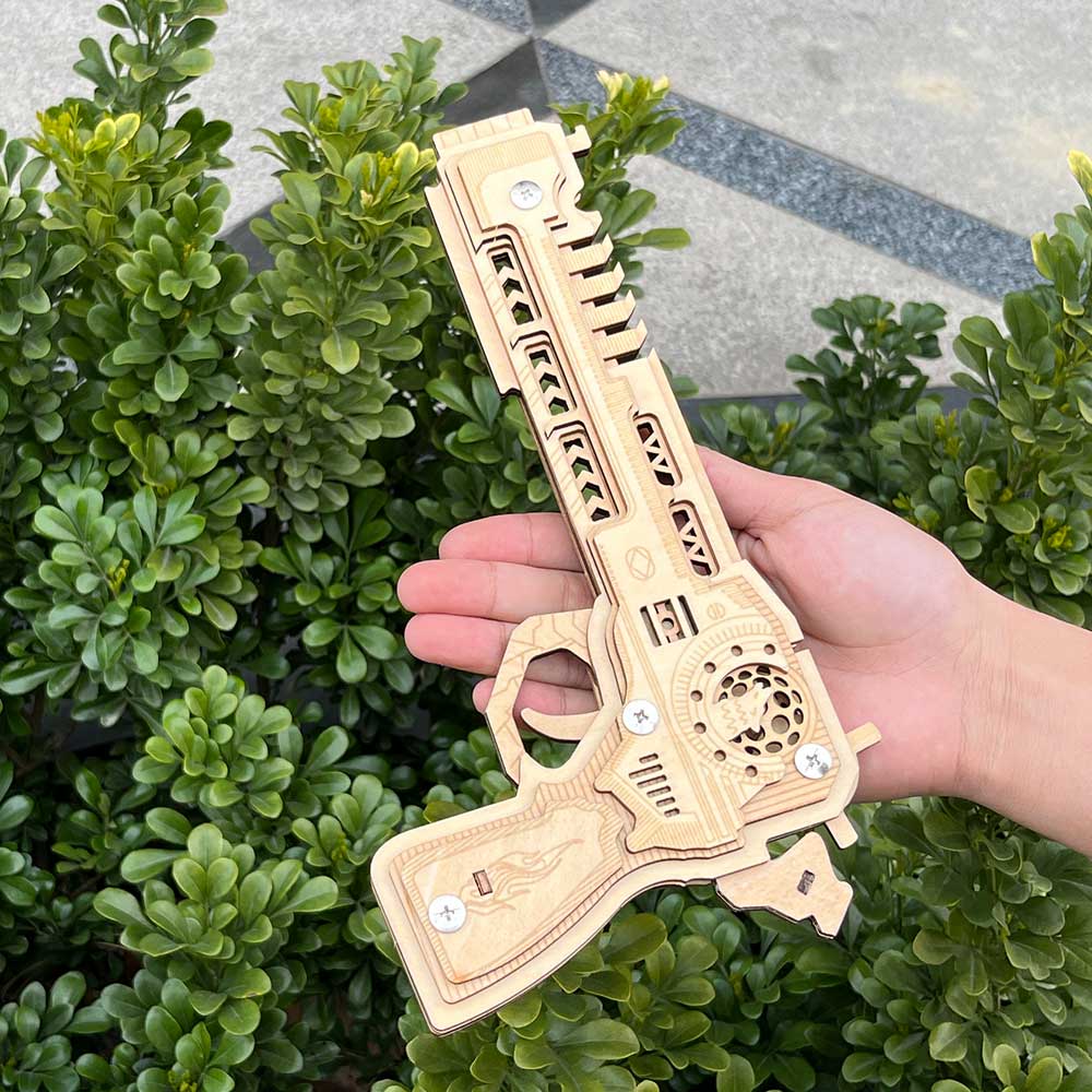 3D Gun Puzzle Wooden Rubber Band Gun Model Kit - Tophatter Daily Deals