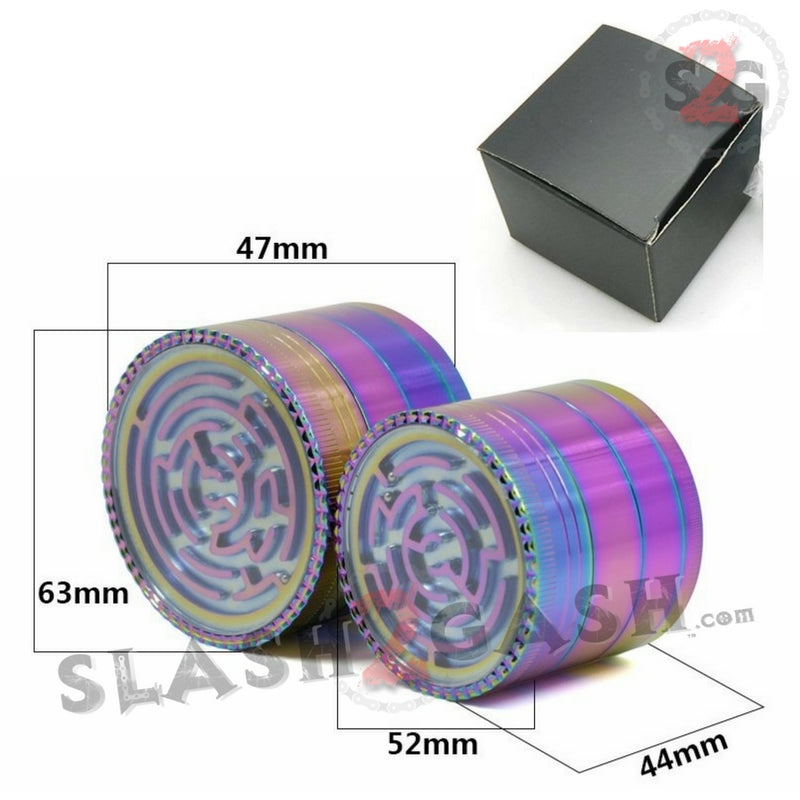 Rainbow Stainless Steel Magnetic Spice Herb Grinder w/ Maze 4 pc Game Smoking Accessories - Tophatter Daily Deals
