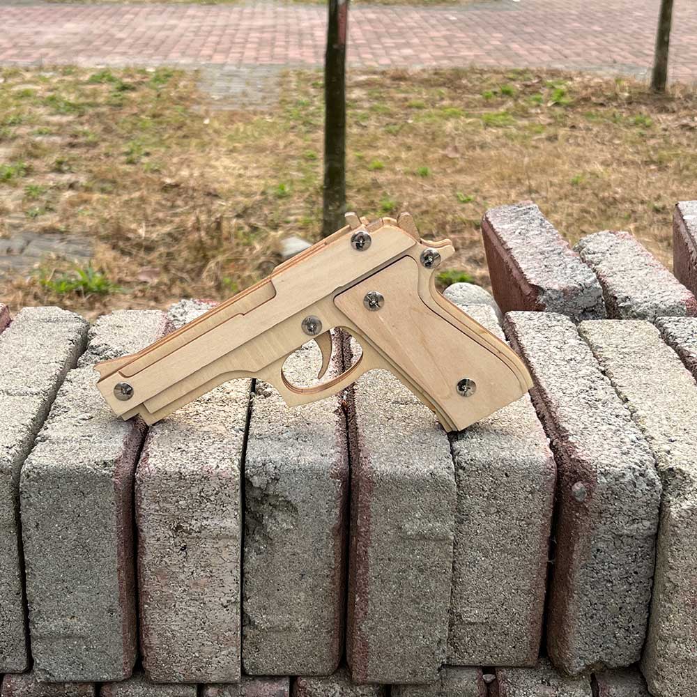 Assembled M92F Wooden Rubber Band Gun - Tophatter Daily Deals