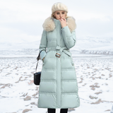 Insulating Women’s Puffer Coat - Quilted, Fur Trimmed Green with beige collar - Tophatter Daily Deals