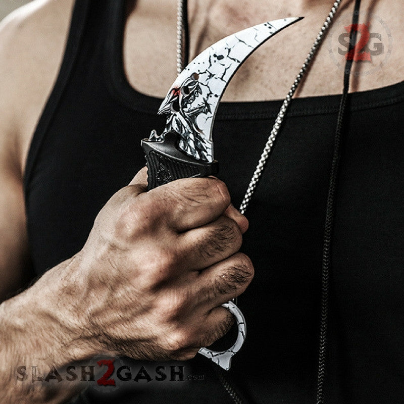 CSGO Blood Karambit Full TANG Tactical Claw Neck Knife w/ Sheath ELITE ver Knife-Fixed - Tophatter Daily Deals