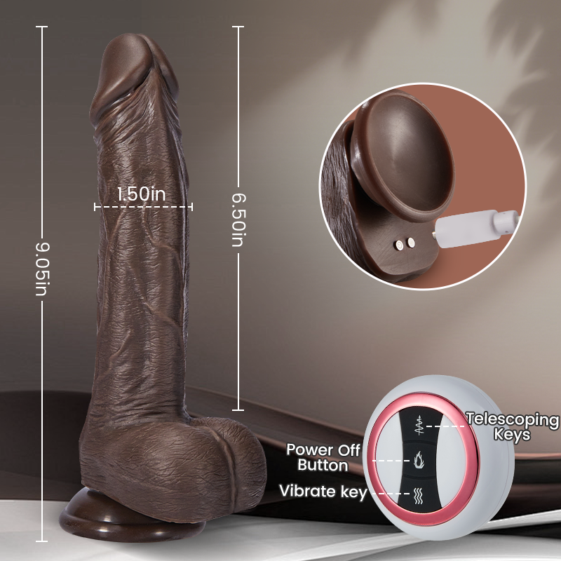 Black Warrior - 8.7 Inch Remote Control 5 Thrusting 10 Vibrating Rotating Dildo Dildos - Tophatter Daily Deals