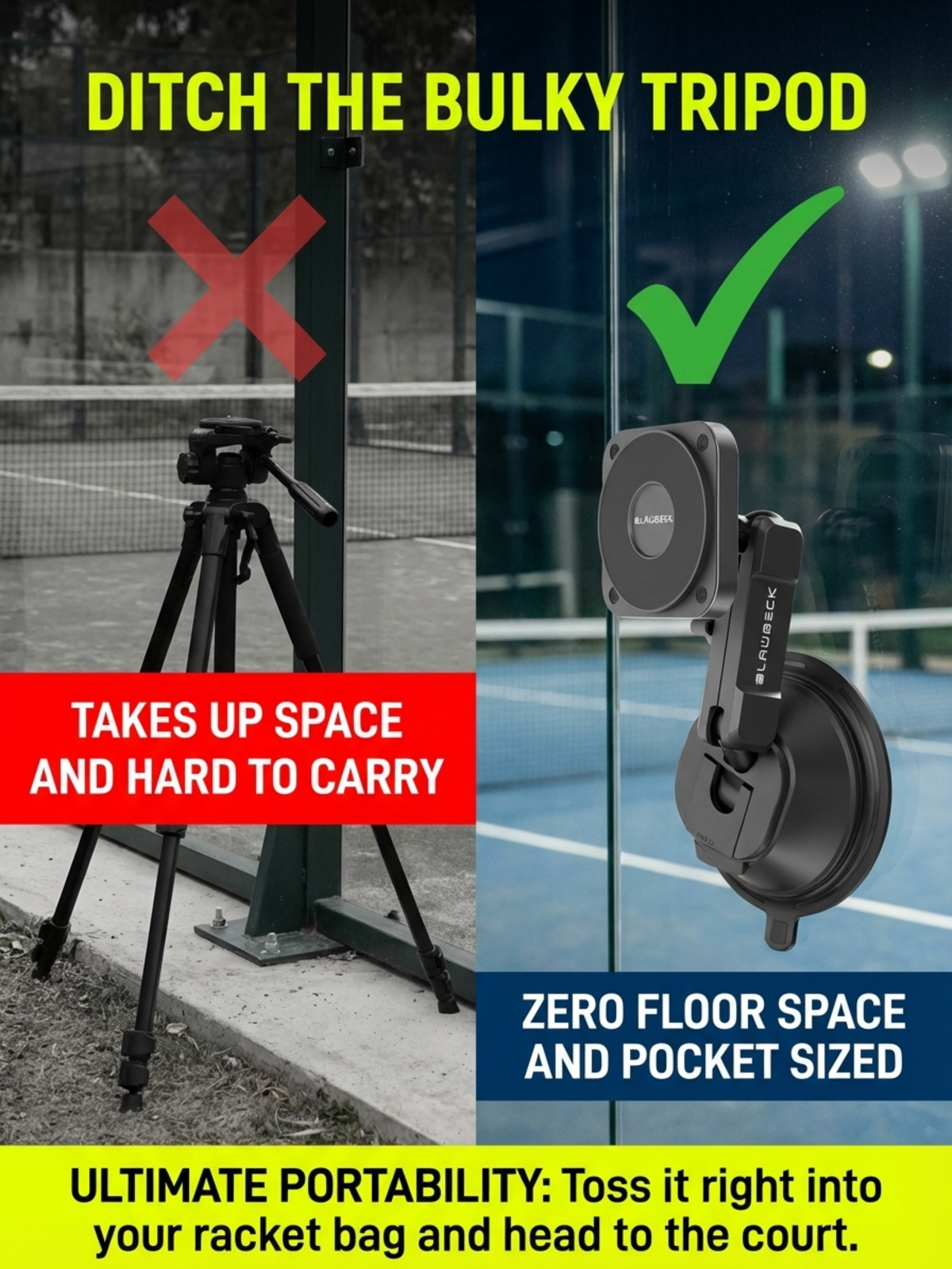 Padel Phone Holder for Glass Courts – MagSafe Compatible with Double Suction Cup & Aluminum Arm Phone Mounts & Holders - Tophatter Daily Deals