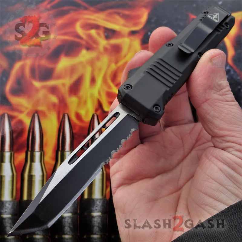 S2G Tactical Small 7" OTF Bullet HK Automatic Knife - 440c Tanto Tanto Serrated Knife-OTF - Tophatter Daily Deals