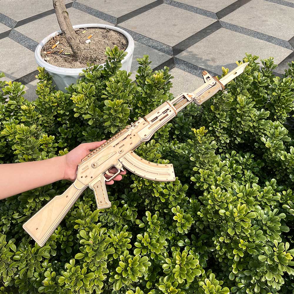 AK47 Wooden Rubber Band Replica Gun Model Kit - Tophatter Daily Deals