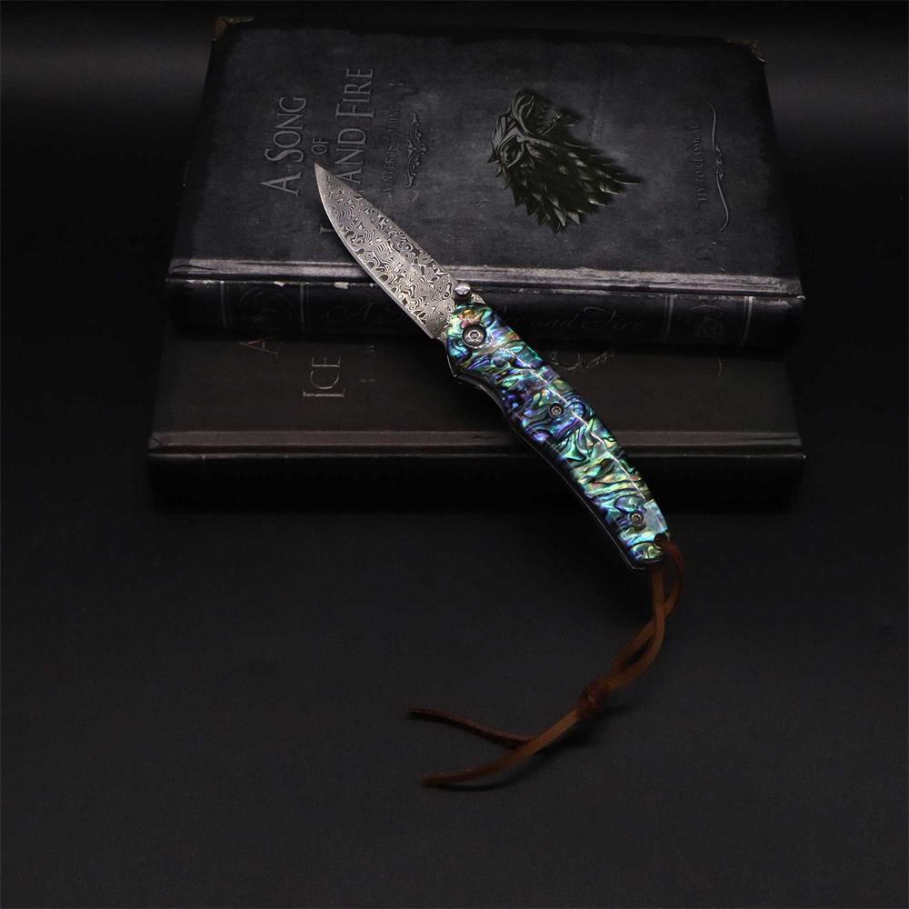 Damascus Knife Handmade Colored Folding Knife - Tophatter Daily Deals