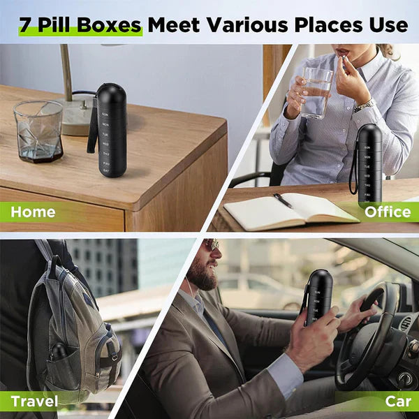 Pill Organizer Aluminum 7 Day Travel Container Waterproof - Tophatter Daily Deals