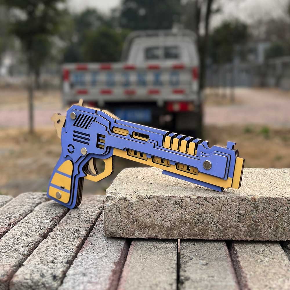 Battle Wolf 3D Gun Puzzle Wooden Rubber Band Gun Model Kit - Tophatter Daily Deals