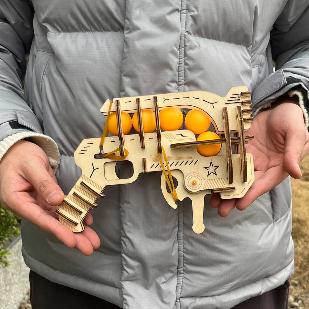 Ranger Ping Pong Ball Shooter Wooden Rubber Band Gun Model Kit - Tophatter Daily Deals