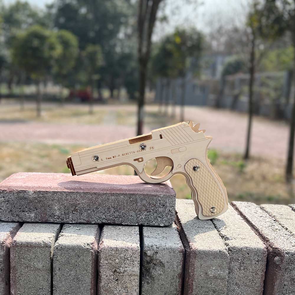 Assembled Beretta Wooden Rubber Band Gun Model Kit - Tophatter Daily Deals